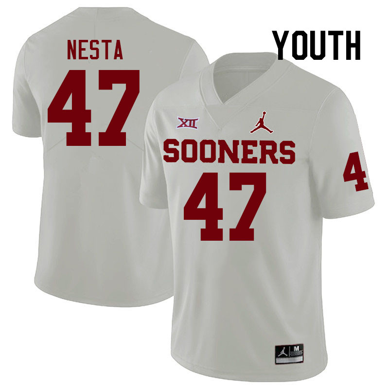 Youth #47 James Nesta Oklahoma Sooners College Football Jerseys Stitched-White